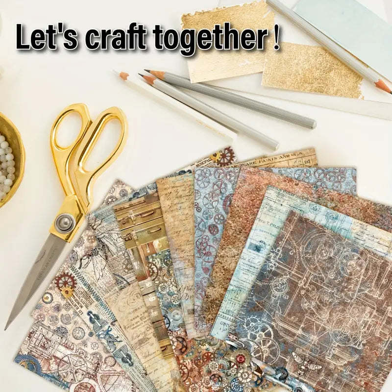 24pcs Vintage Retro Industrial Single-Sided Decoupage Paper Pad
