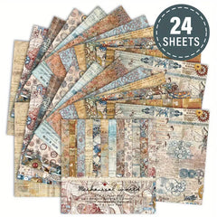 24pcs Vintage Retro Industrial Single-Sided Decoupage Paper Pad
