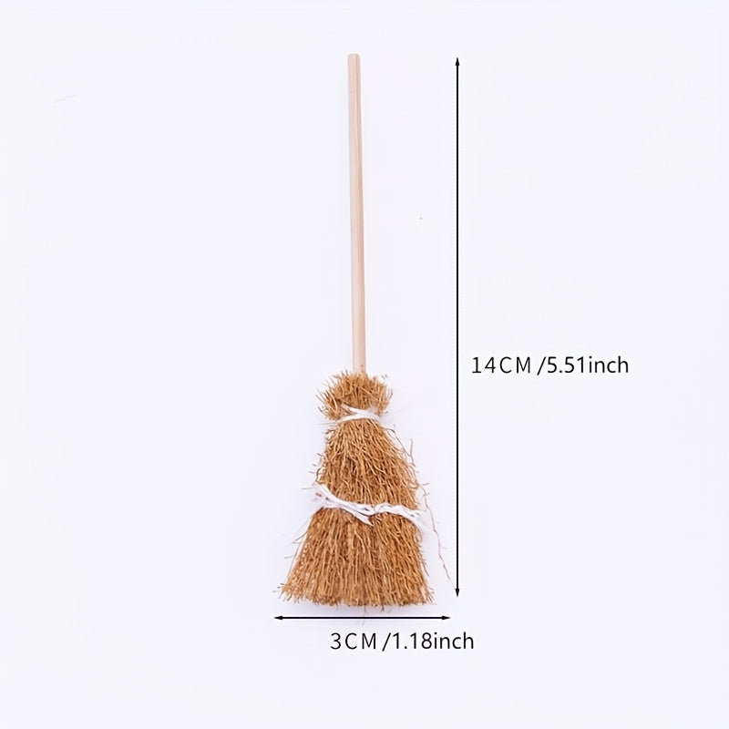Mini Retro Hand Woven Broom Model for Doll House