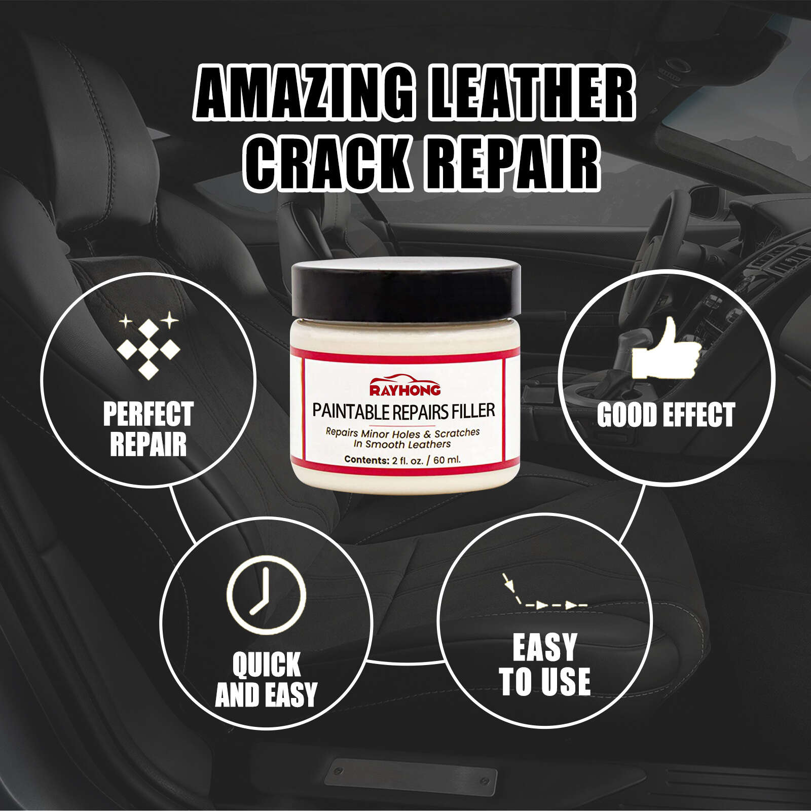 Leather Filler Paste Repair for Car Seat Scratch Sofa Renovation