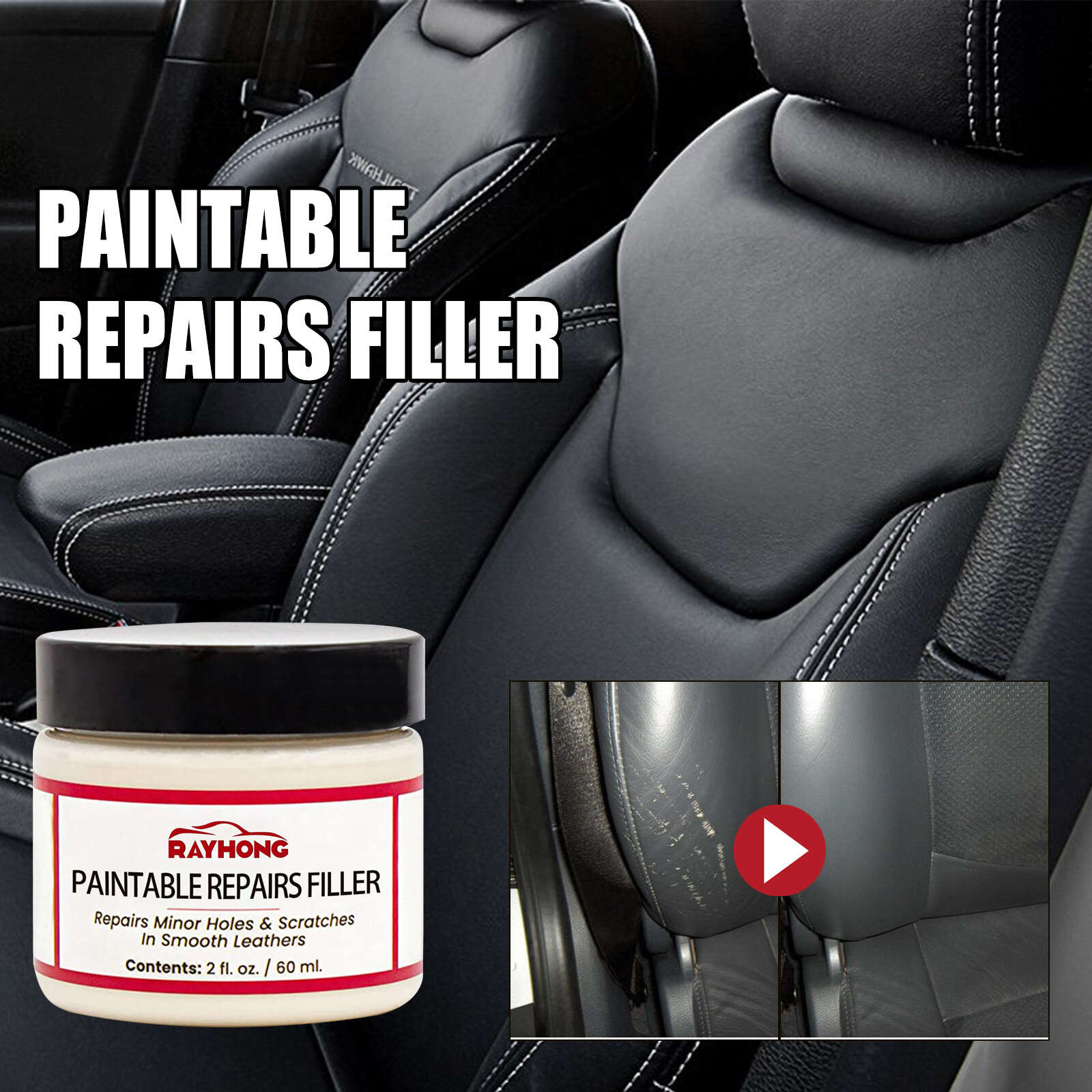 Leather Filler Paste Repair for Car Seat Scratch Sofa Renovation