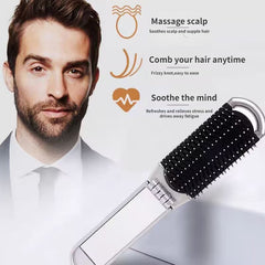 2-In-1 Foldable Hair Brush & Mirror - Compact Portable Hair Comb