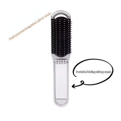 2-In-1 Foldable Hair Brush & Mirror - Compact Portable Hair Comb