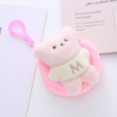 Bear Shape Coin Purse Plush Round Earphone Bag Keychain Boys Girls Doll Bag