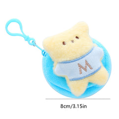 Bear Shape Coin Purse Plush Round Earphone Bag Keychain Boys Girls Doll Bag