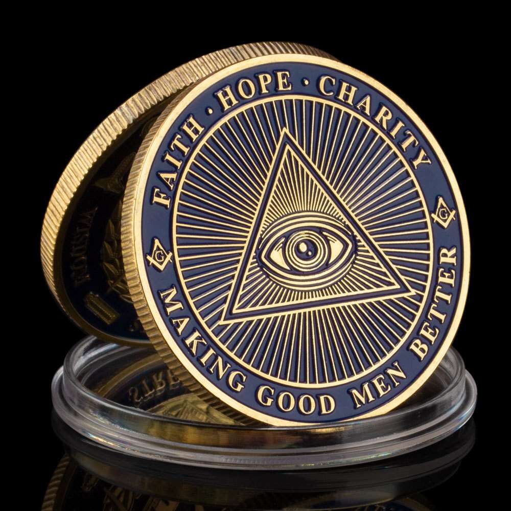 Ancient Bronze Coin Souvenir Masonic Brotherhood Collectible Gift