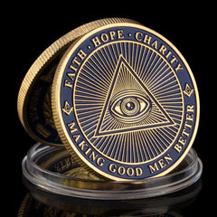 Ancient Bronze Coin Souvenir Masonic Brotherhood Collectible Gift