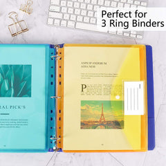 12pcs A4 Binder Pocket with Label for Organization