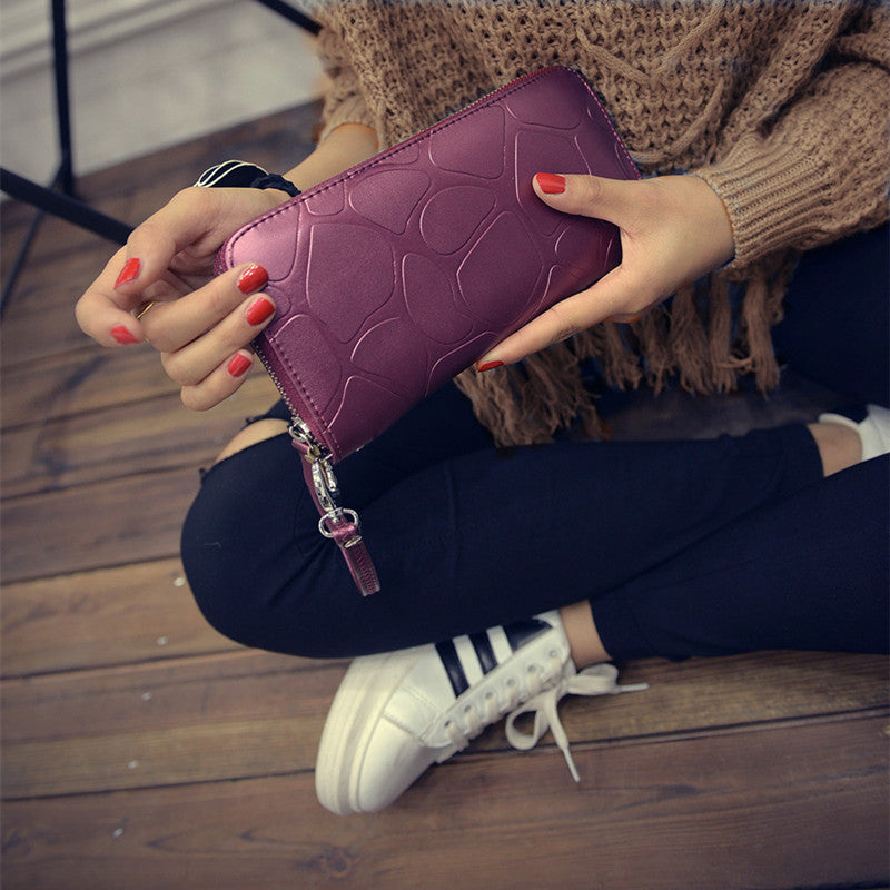 Stone Pattern Long Coin Purse Zipper Wallet