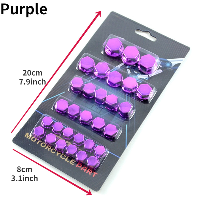 30pcs Motorcycle Head Screw Nut Electroplated Cap Cover Set