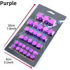 30pcs Motorcycle Head Screw Nut Electroplated Cap Cover Set