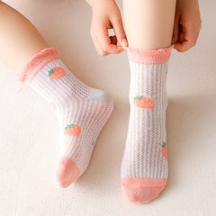 5 Pairs Girls Kids Cartoon Pattern Sweet Socks for Spring Summer