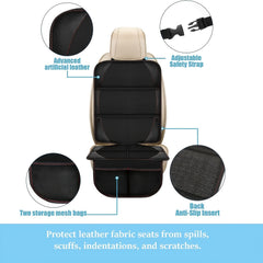 Car Seat Protector with 2 Mesh Pockets, Waterproof 600D Fabric