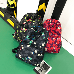 Geometric Large Capacity Preppy Backpack Nylon Durable Lightweight Laptop Daypac