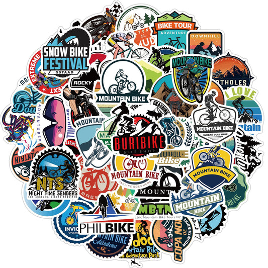 50pcs Mountain Bike Stickers - Waterproof Vinyl for Water Bottle, Laptop