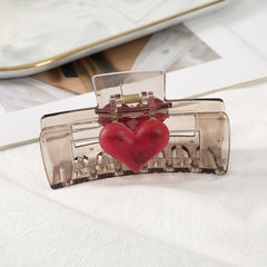 Heart Shape Decor Hair Claw Frosted Large Shark Claw Ponytail Holder