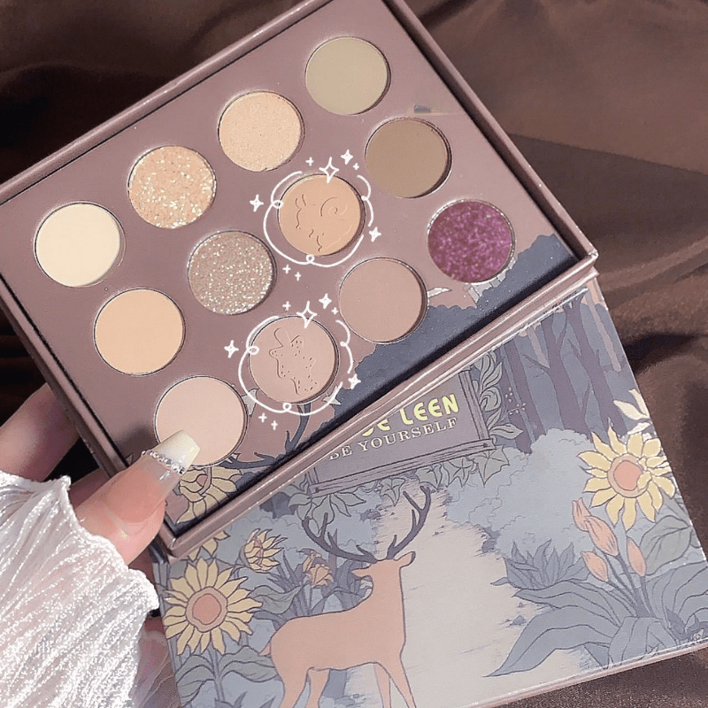 12-Color Small Town Eyeshadow Palette Matte Shimmer Sequin Finish Earth Highligh