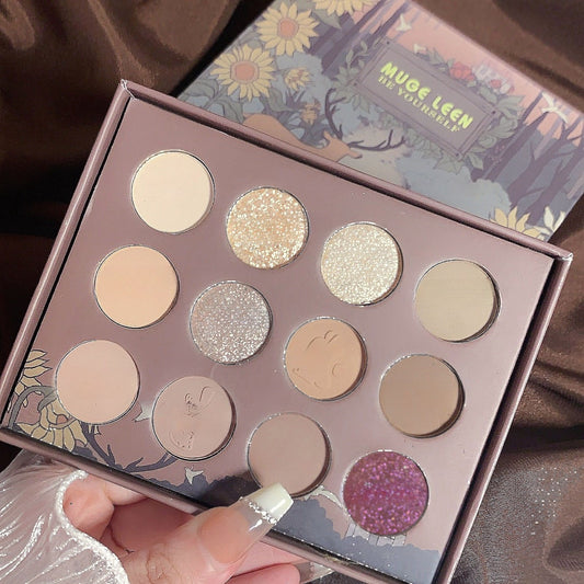12-Color Small Town Eyeshadow Palette Matte Shimmer Sequin Finish Earth Highligh