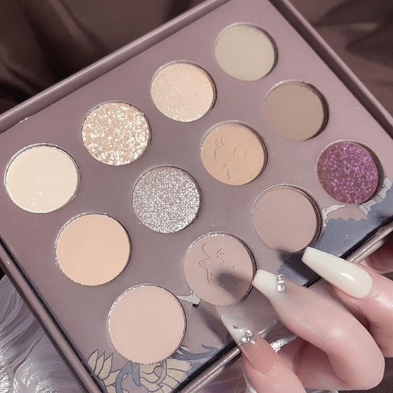 12-Color Small Town Eyeshadow Palette Matte Shimmer Sequin Finish Earth Highligh
