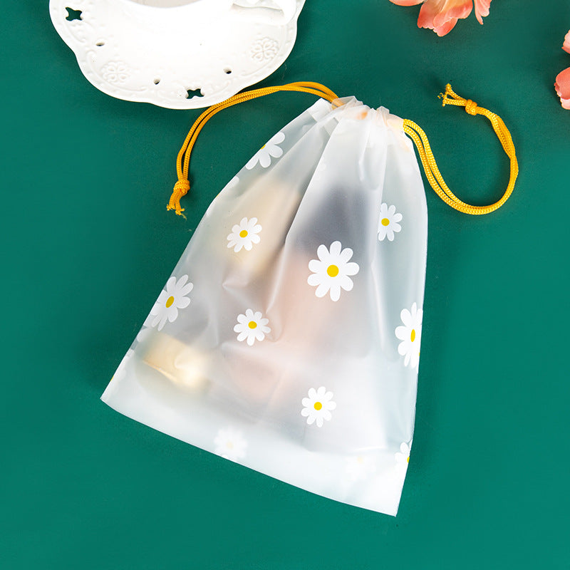 Daisy Print Drawstring Storage Bag Multifunction Travel Cosmetic Bag