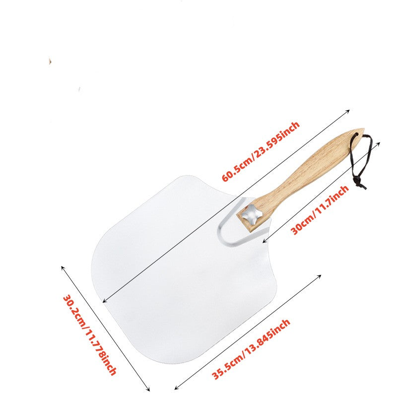 Metal Pizza Peel With Wooden Long Handle Kitchen Tools