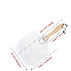 Metal Pizza Peel With Wooden Long Handle Kitchen Tools