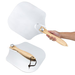 Metal Pizza Peel With Wooden Long Handle Kitchen Tools