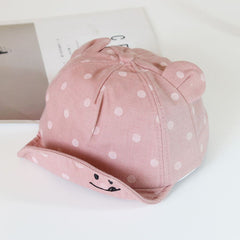 Summer Kids Cotton Peaked Cap with Ear and Dot Print