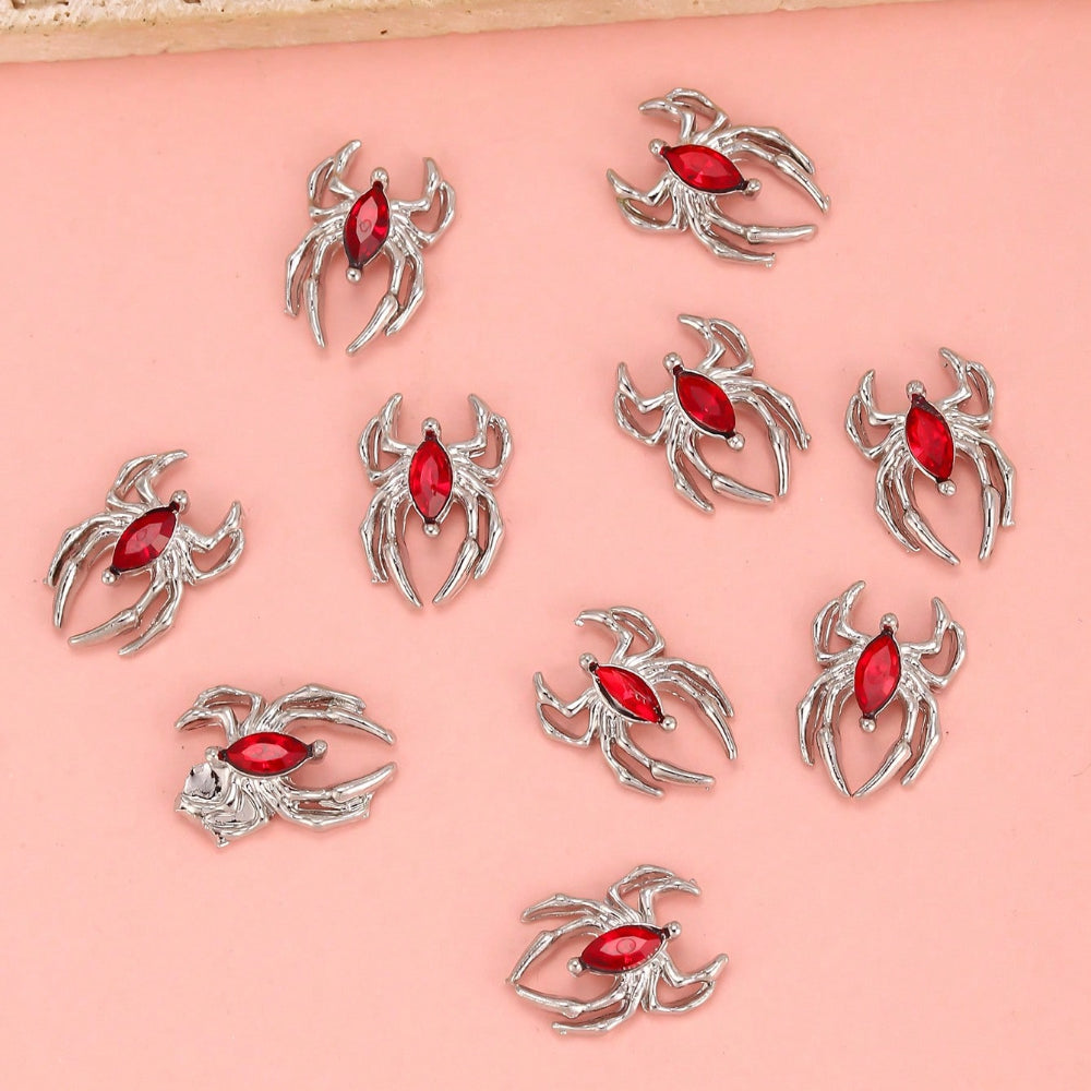 10pcs Spider Nail Art Charms Rhinestone Alloy DIY Salon