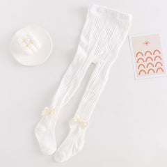 Baby Girls Tights Cable Knit Leggings With Bow