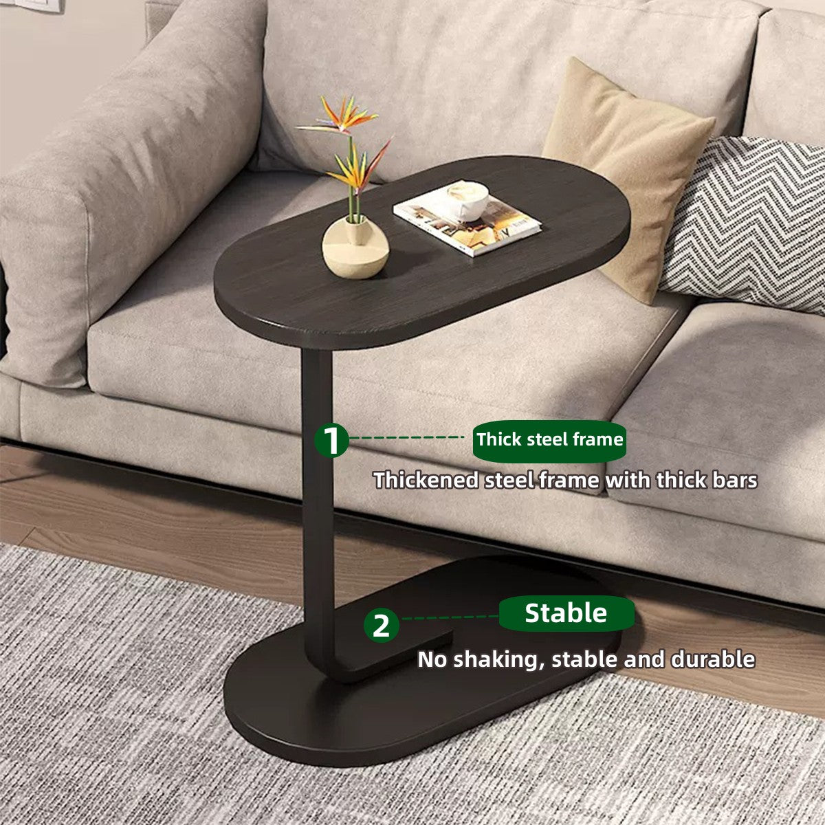Modern Inlaid Coffee Table with Open Shelves, Metal Legs