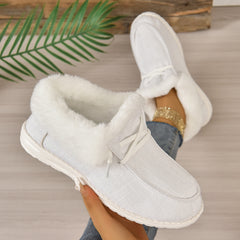 Plush Lined Short Boots Lace Up Casual Shoes