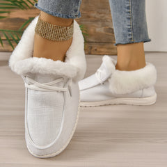 Plush Lined Short Boots Lace Up Casual Shoes