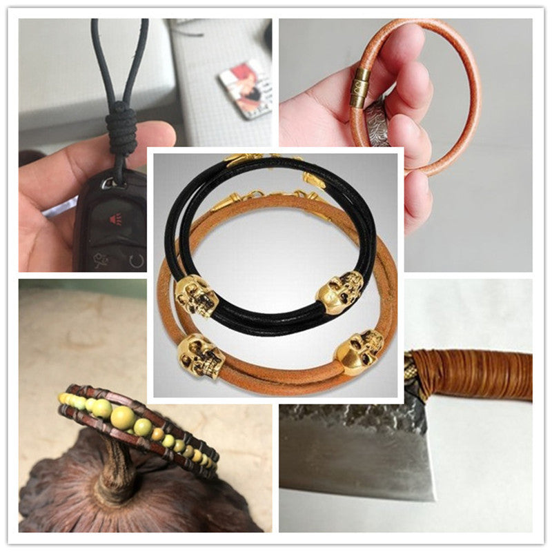 3mm Flat Round Leather Cord Dark Brown 5 Meters