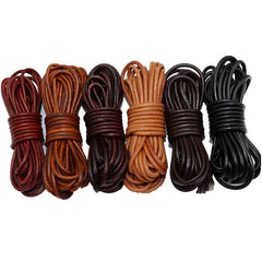 3mm Flat Round Leather Cord Dark Brown 5 Meters