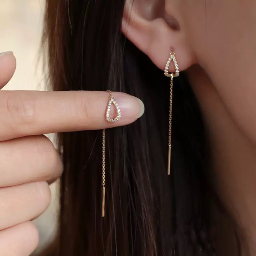 925 Silver Needle Tassel Earrings for Women