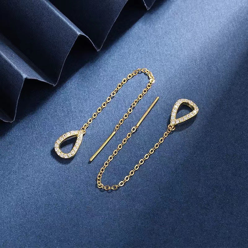 925 Silver Needle Tassel Earrings for Women