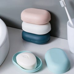 Oval Plastic Soap Box With Lid - Soap Dish Saver Waterproof Travel Case