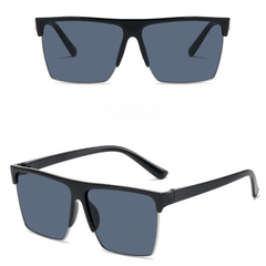 Men's Square Sunglasses Vintage Classic Metal Rim Half Frame Sunglasses