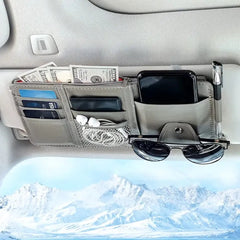 Car Sun Visor Organizer Car Glasses Clip Wallet Card Bag Zipper