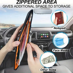 Car Sun Visor Organizer Car Glasses Clip Wallet Card Bag Zipper