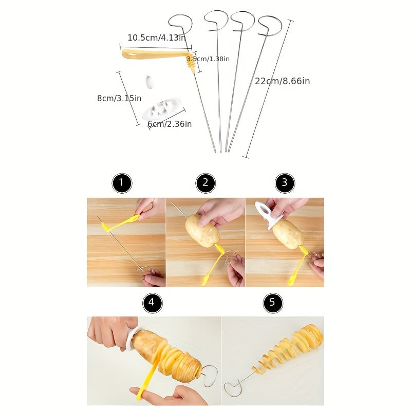 Portable Potato BBQ Skewers Camping Chips Maker Potato Slicer Spiral Cutter