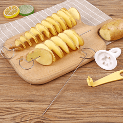 Portable Potato BBQ Skewers Camping Chips Maker Potato Slicer Spiral Cutter