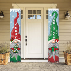 Gnomes Christmas Door Curtain Hanging Banner Outdoor Home Decor