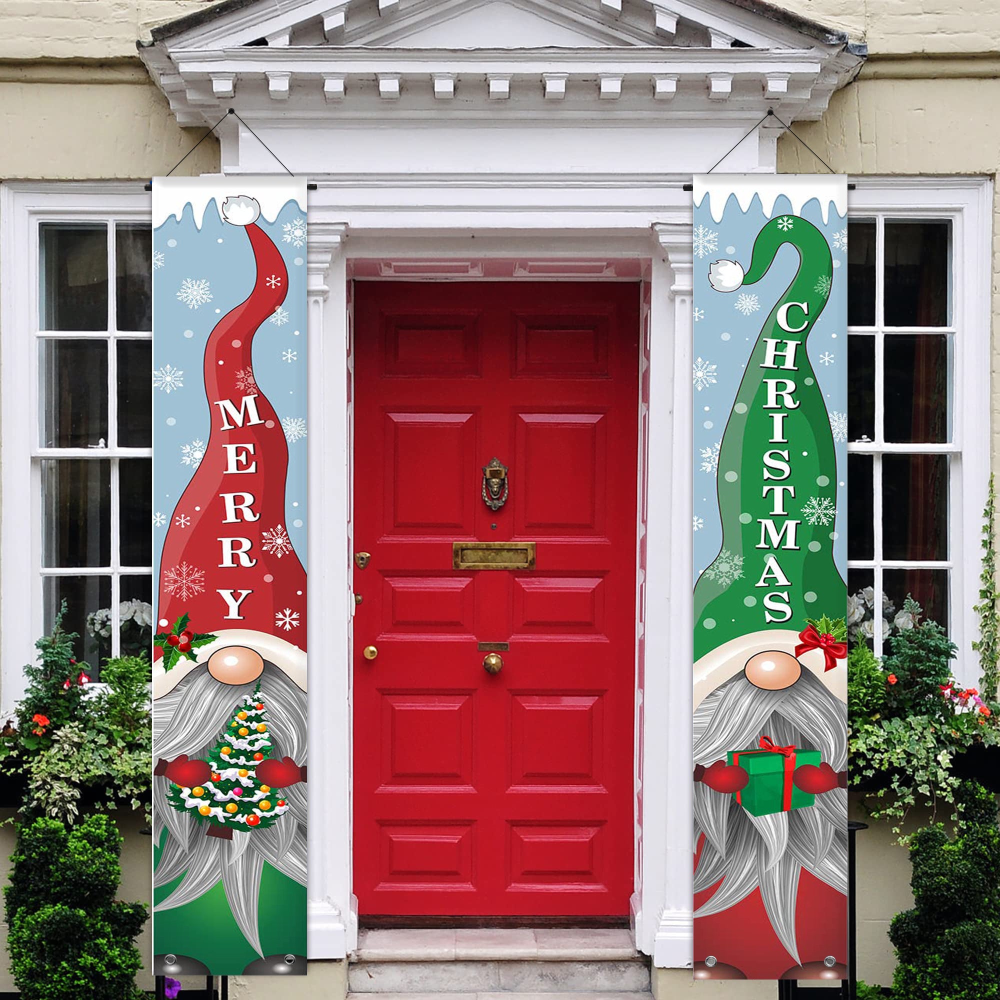Gnomes Christmas Door Curtain Hanging Banner Outdoor Home Decor