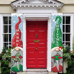 Gnomes Christmas Door Curtain Hanging Banner Outdoor Home Decor