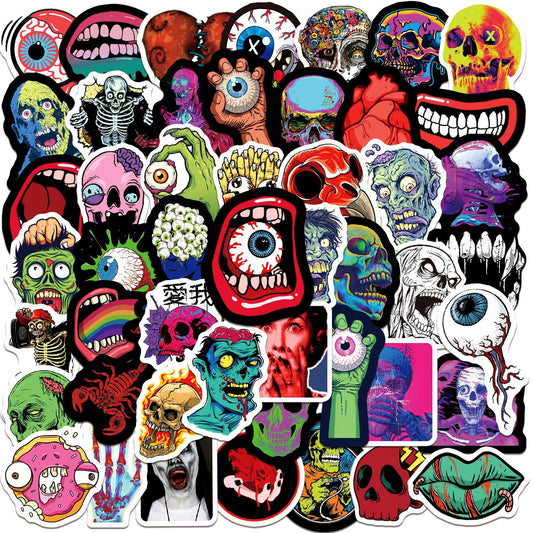 50pcs Horror Halloween Scary Graffiti Stickers Waterproof DIY Room Decoration