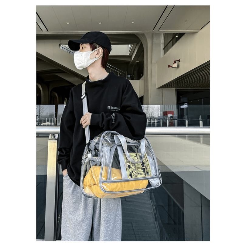 Clear PVC Travel Tote Bag - Large Capacity, Fitness & Beach Bag