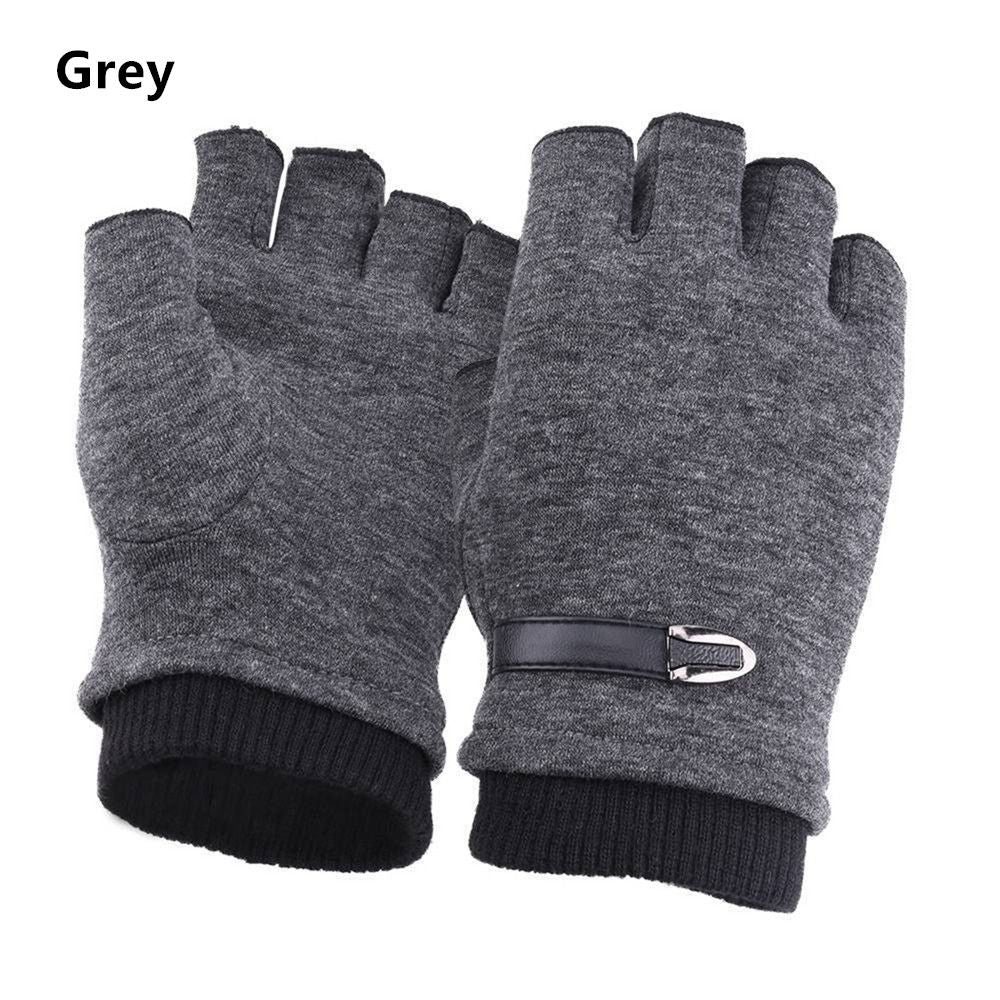 Mens Thermal Fingerless Knitted Winter Gloves