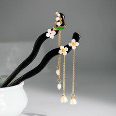 Wooden Hairpin Flower Hair Stick With Pendant Chinese Style Hair Accessories